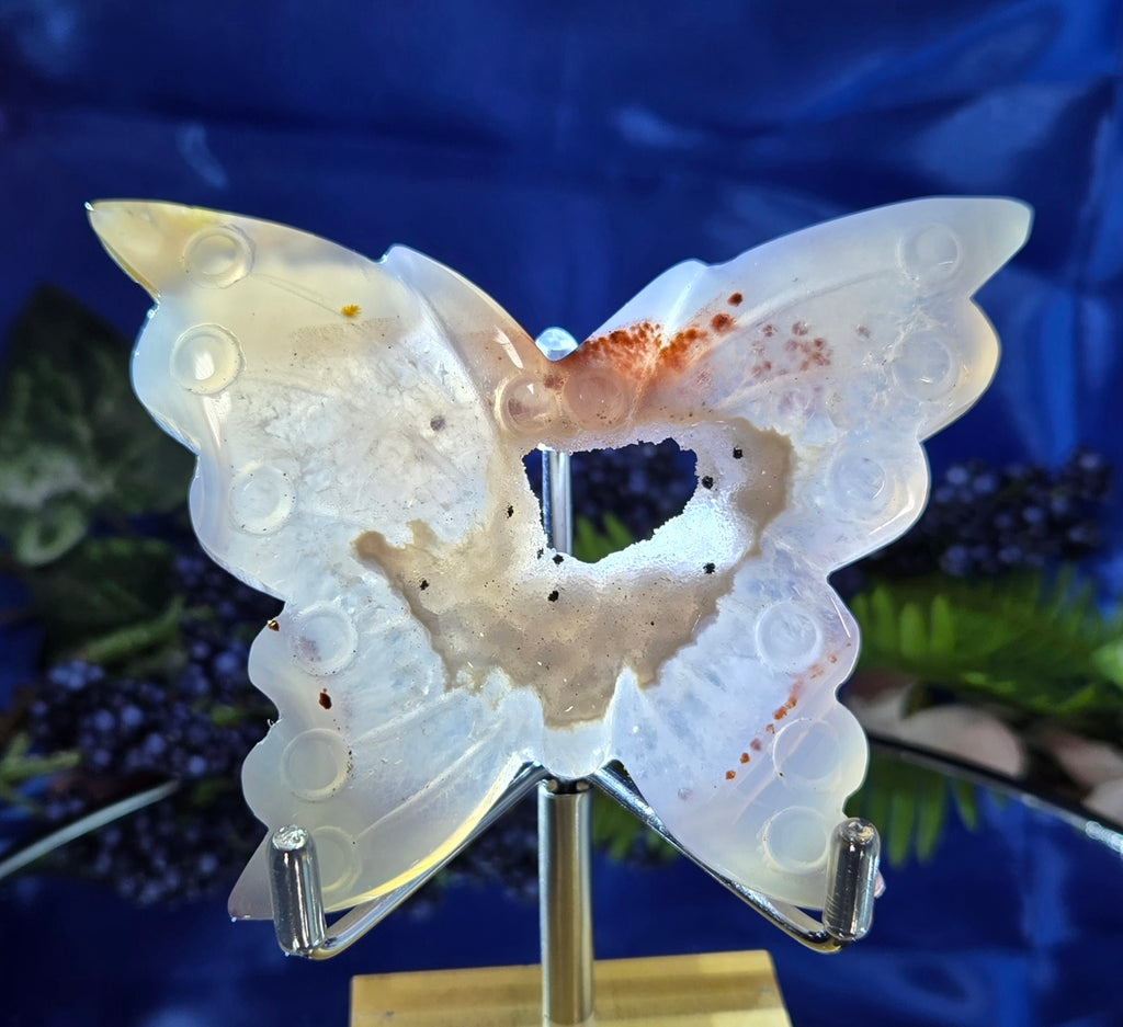 CALCEDONY/AGATE WITH DRUZY QUARTZ BUTTERFLY