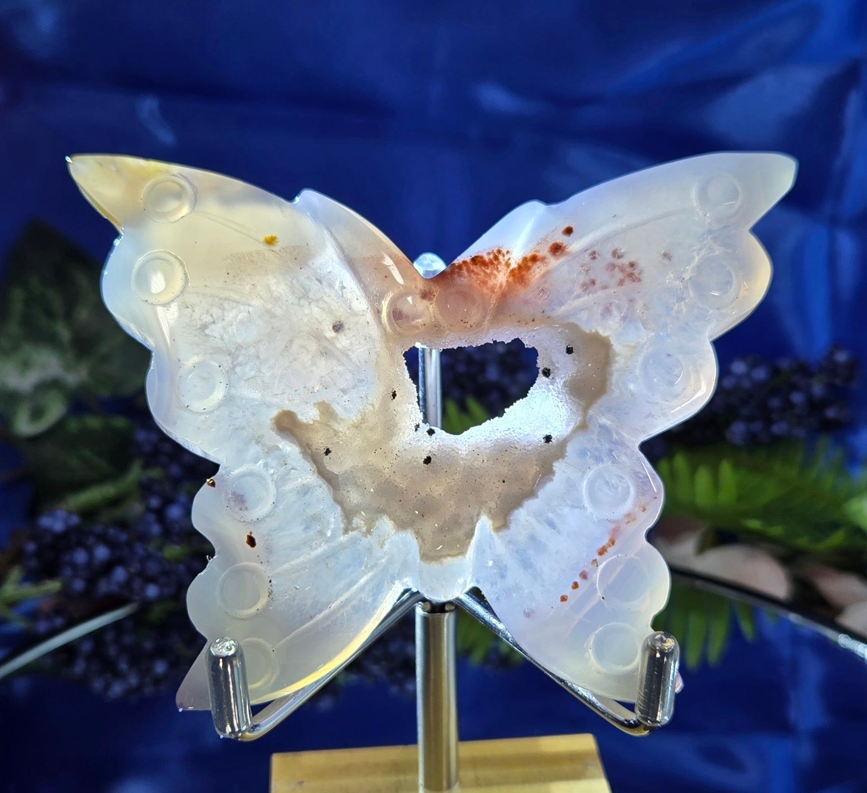 CALCEDONY/AGATE WITH DRUZY QUARTZ BUTTERFLY