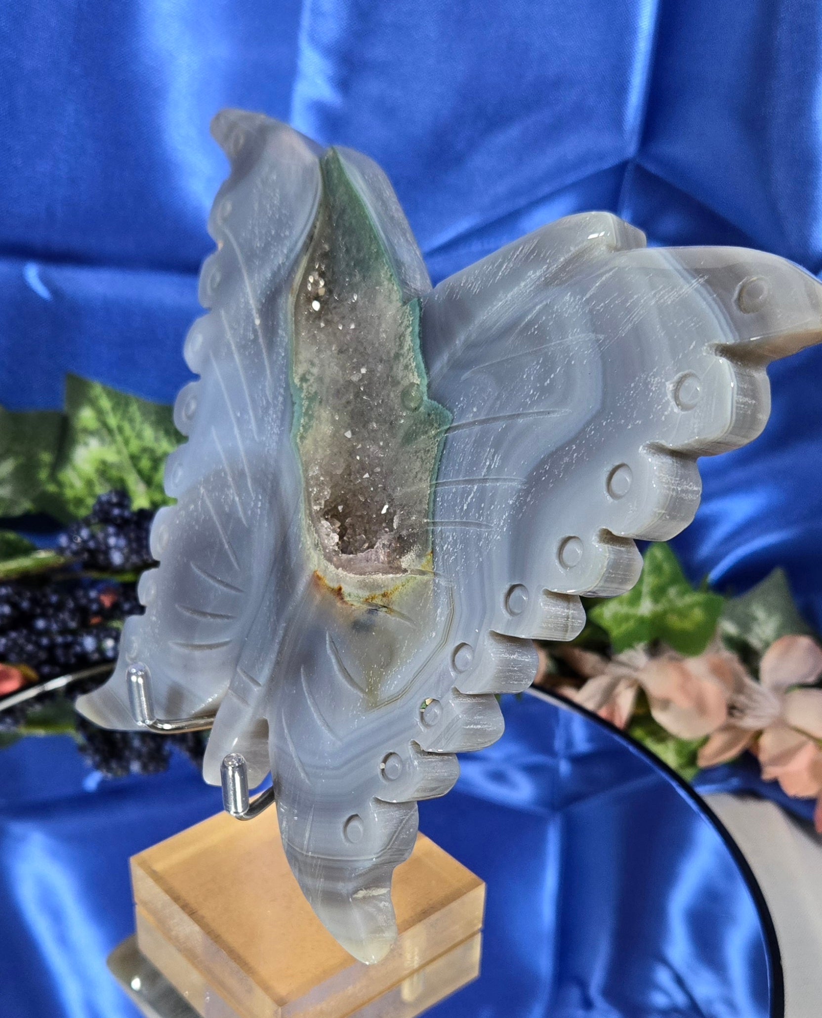 AMETHEYST/AGATE/ONYX WITH DRUZY BUTTERFLY