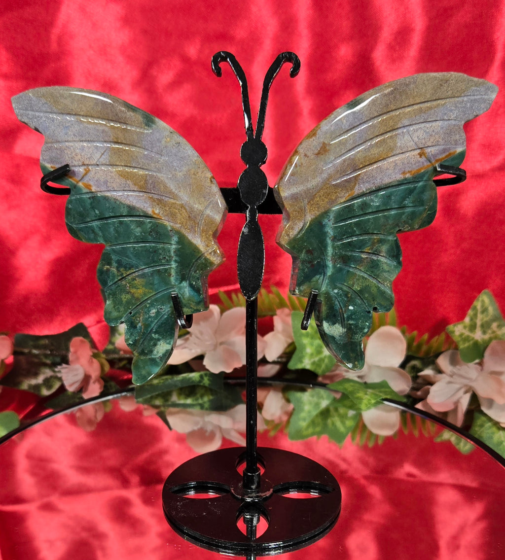 OCEAN JASPER BUTTERFLY WITH STAND