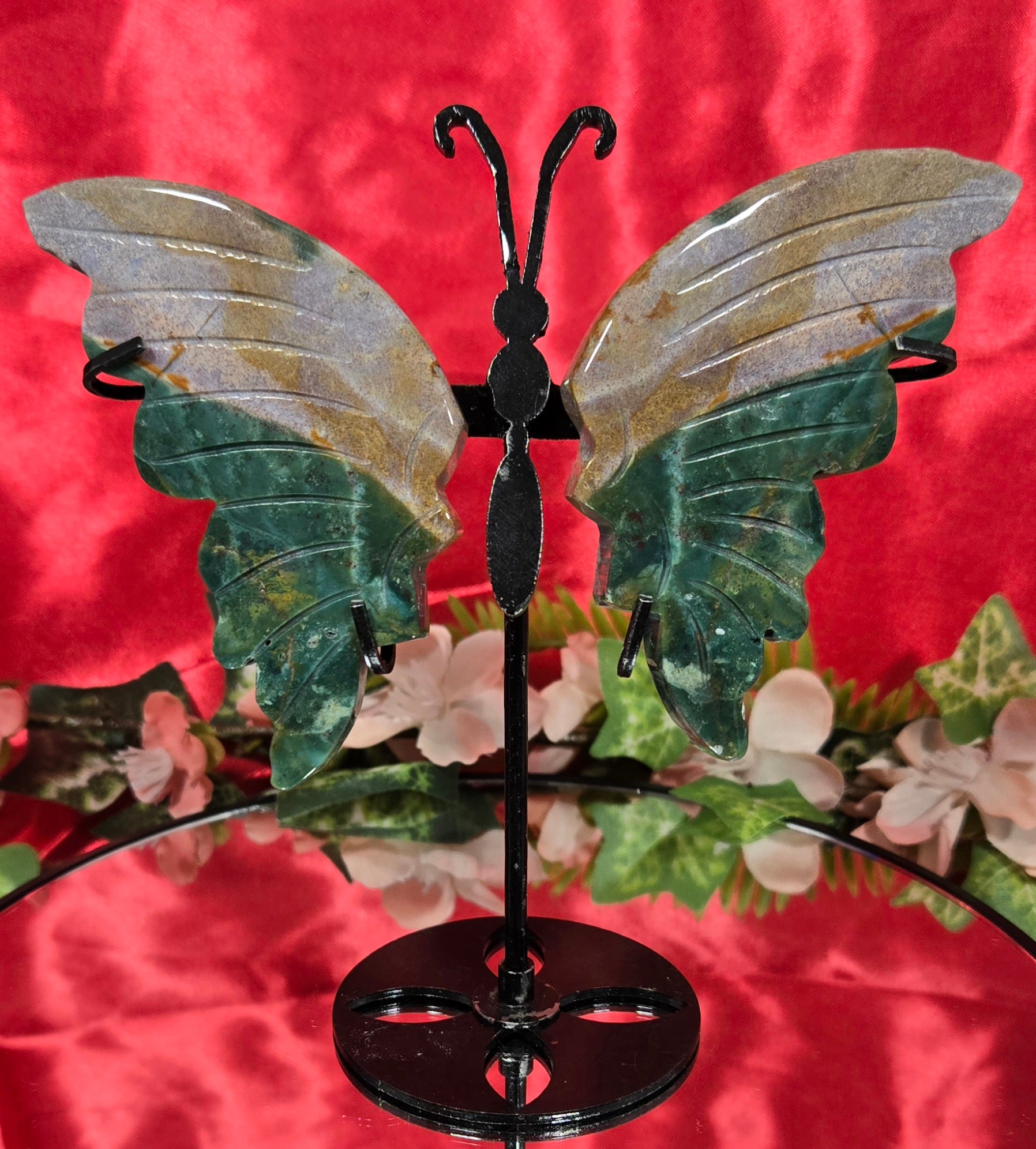 OCEAN JASPER BUTTERFLY WITH STAND