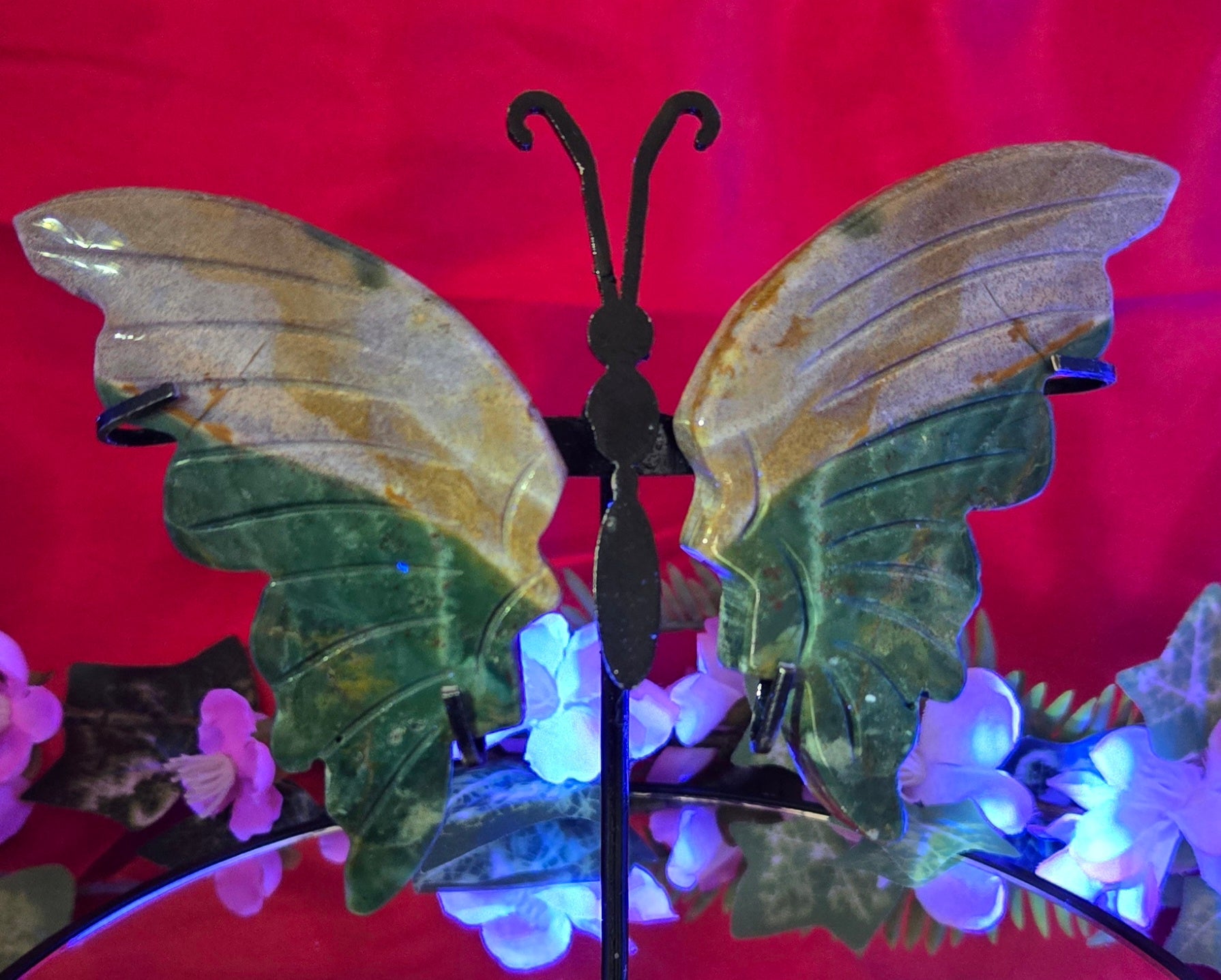 OCEAN JASPER BUTTERFLY WITH STAND