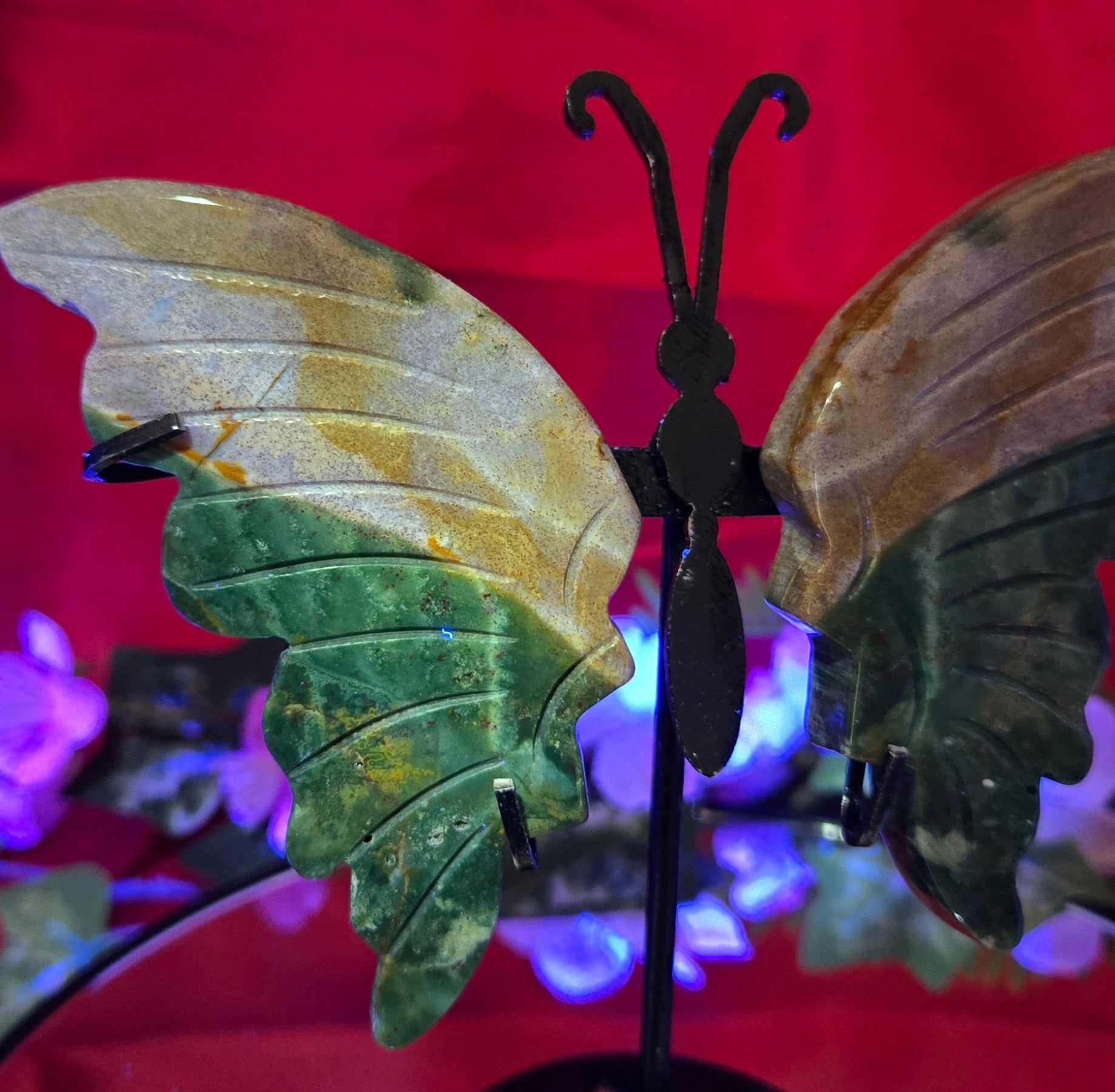 OCEAN JASPER BUTTERFLY WITH STAND