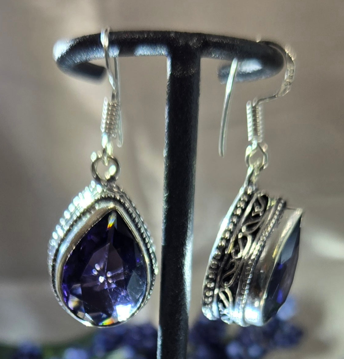 AMETHYST EARRINGS 925 STERLING