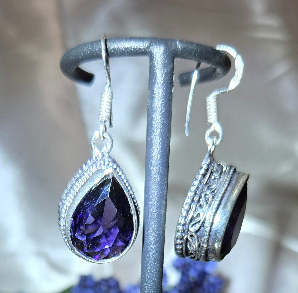 AMETHYST EARRINGS 925 STERLING