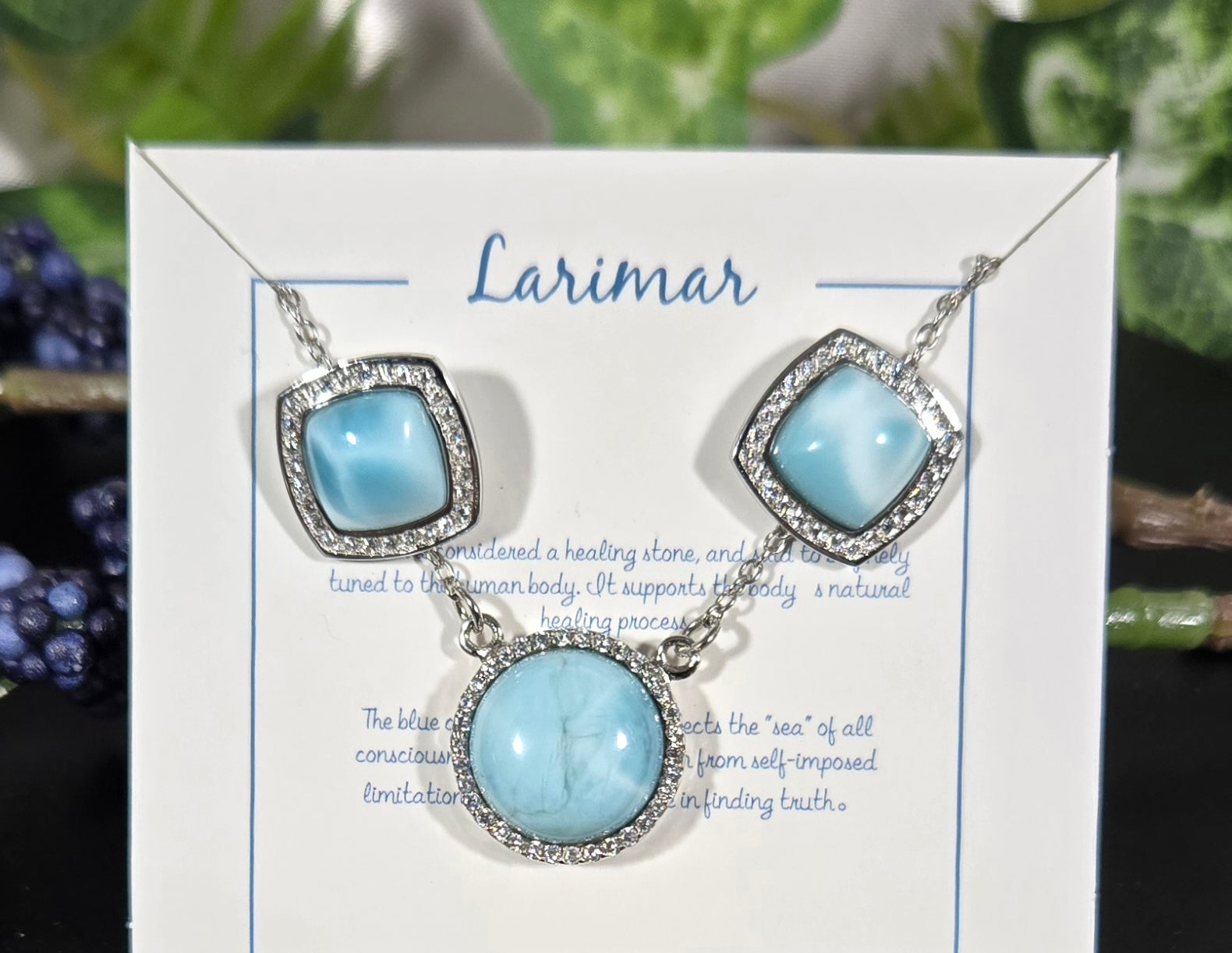 LARIMAR EARRINGS 925 STERLING