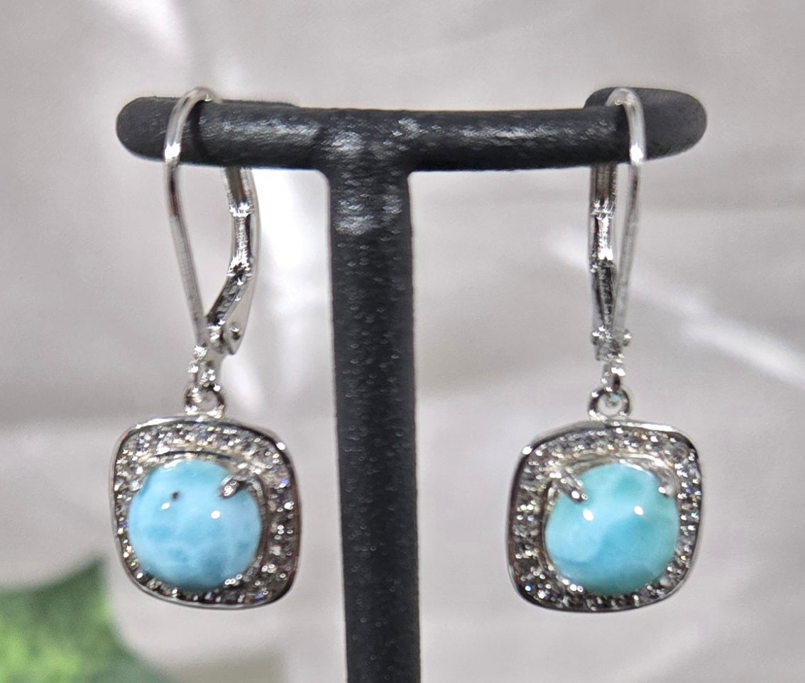LARIMAR 925 STERLING EARRINGS