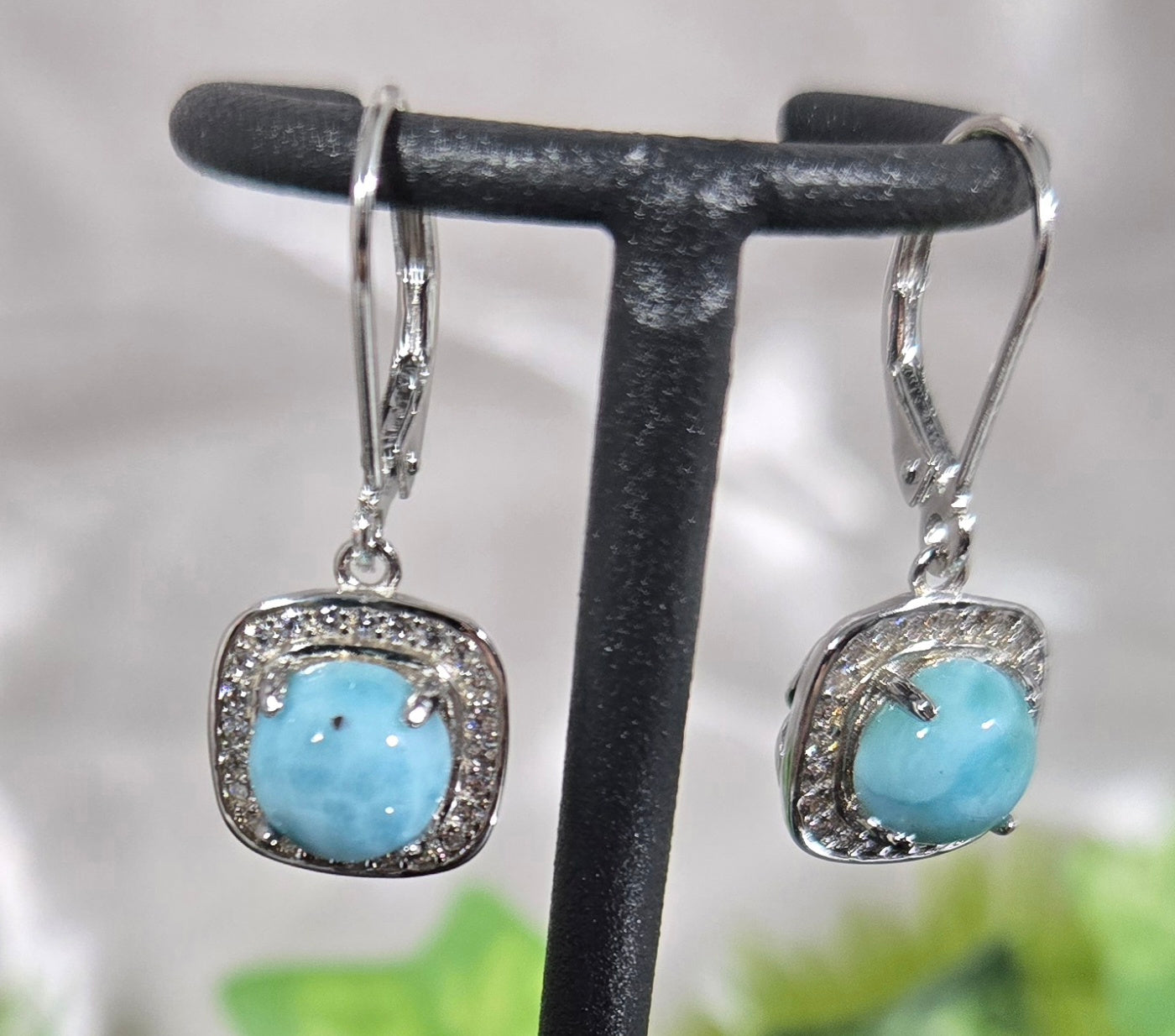 LARIMAR 925 STERLING EARRINGS