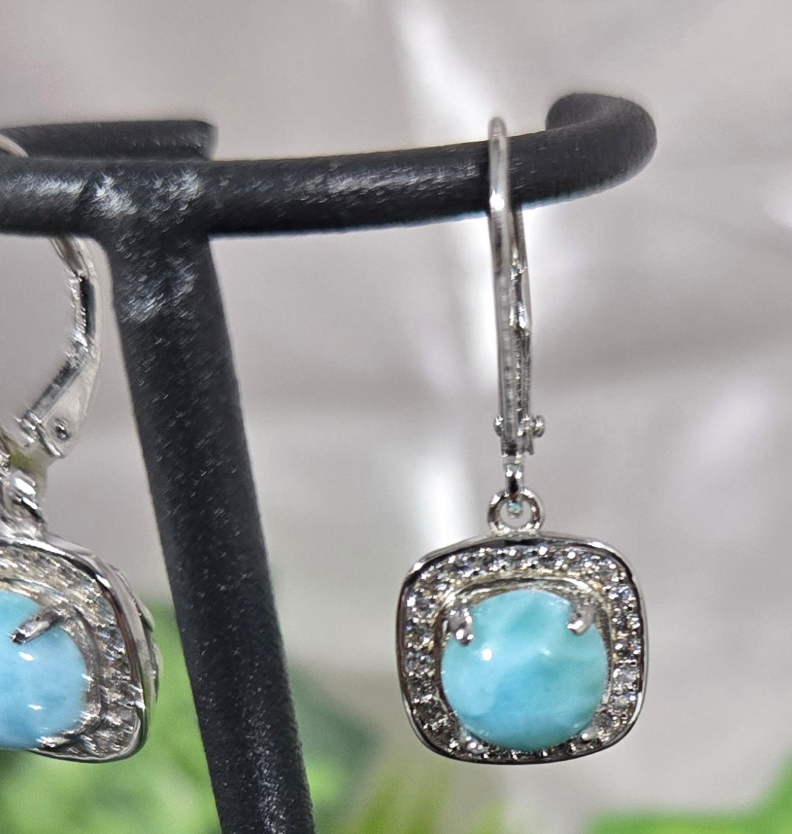 LARIMAR 925 STERLING EARRINGS
