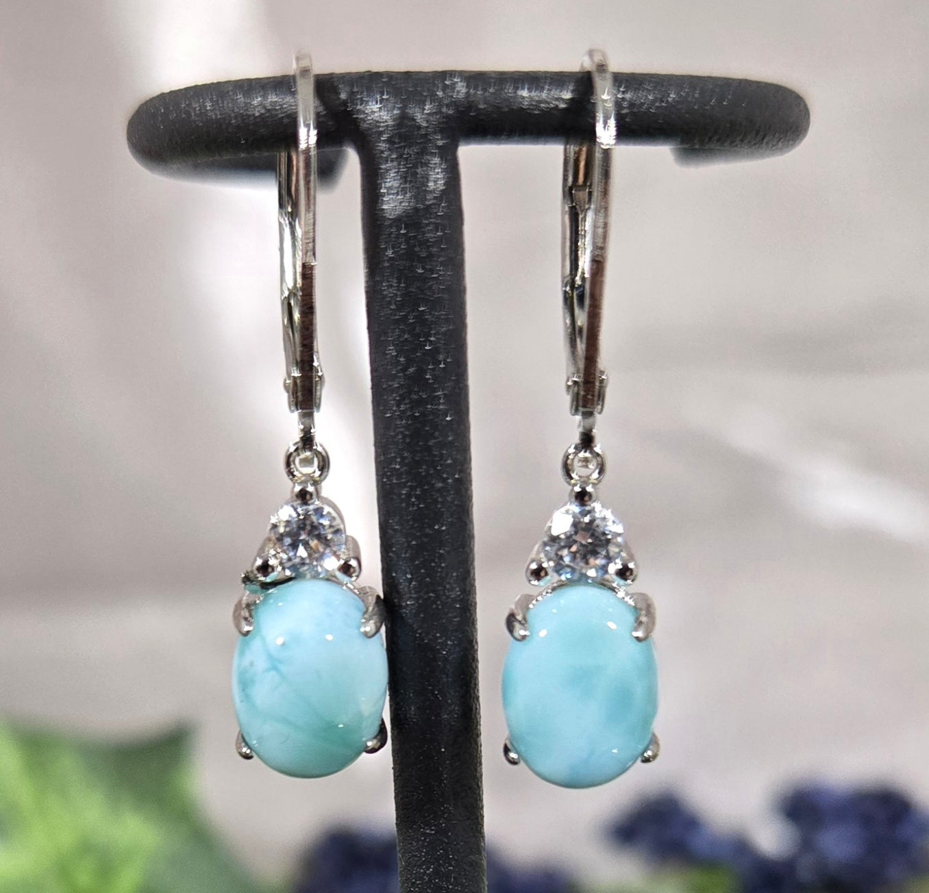 LARIMAR 925 STERLING EARRINGS