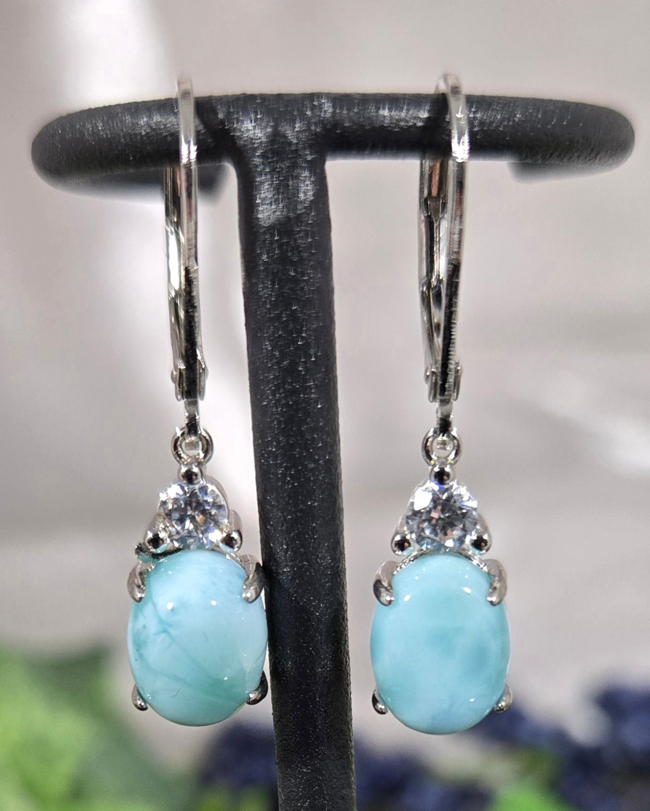 LARIMAR 925 STERLING EARRINGS
