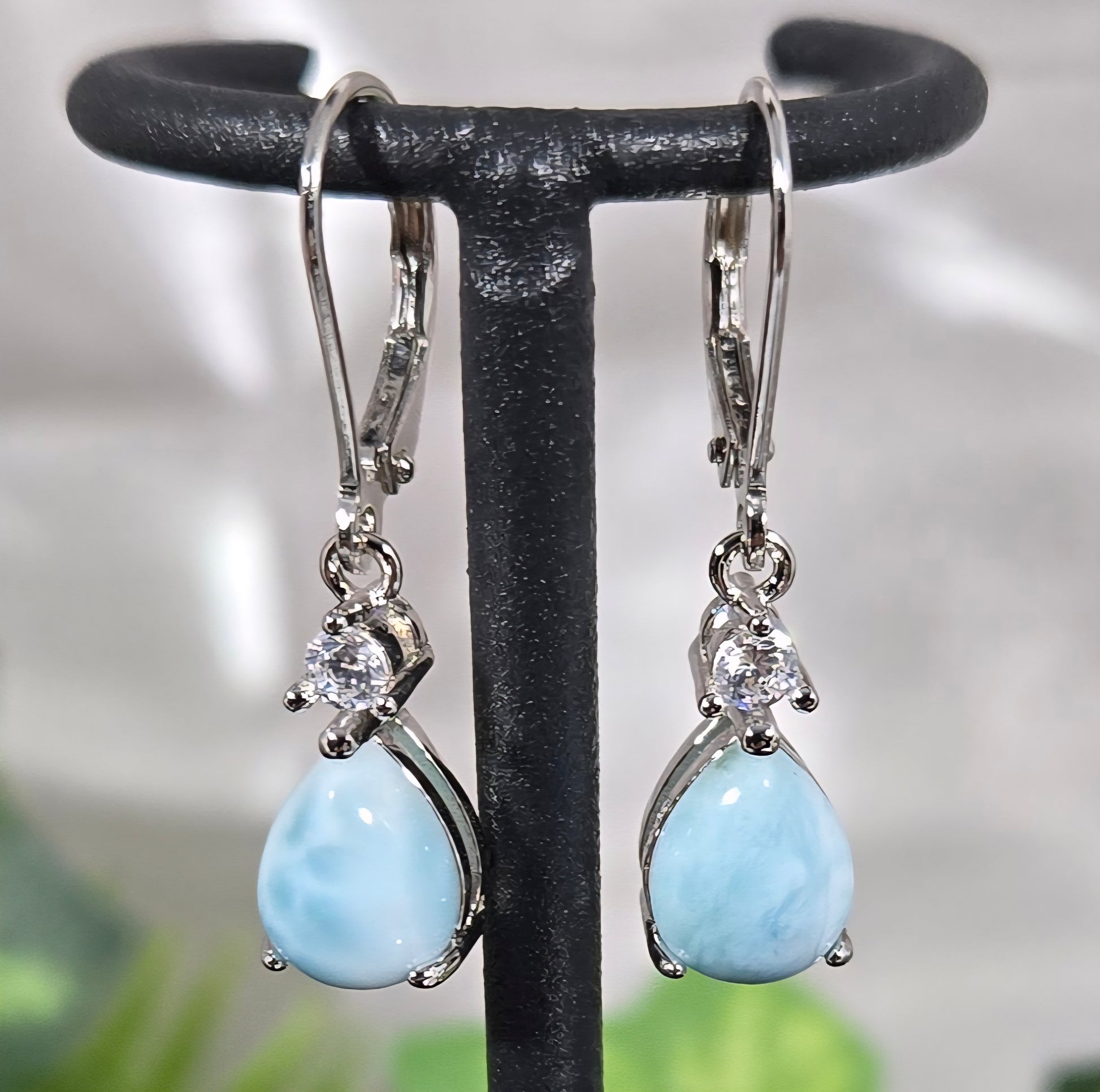 LARIMAR 925 STERLING EARRINGS