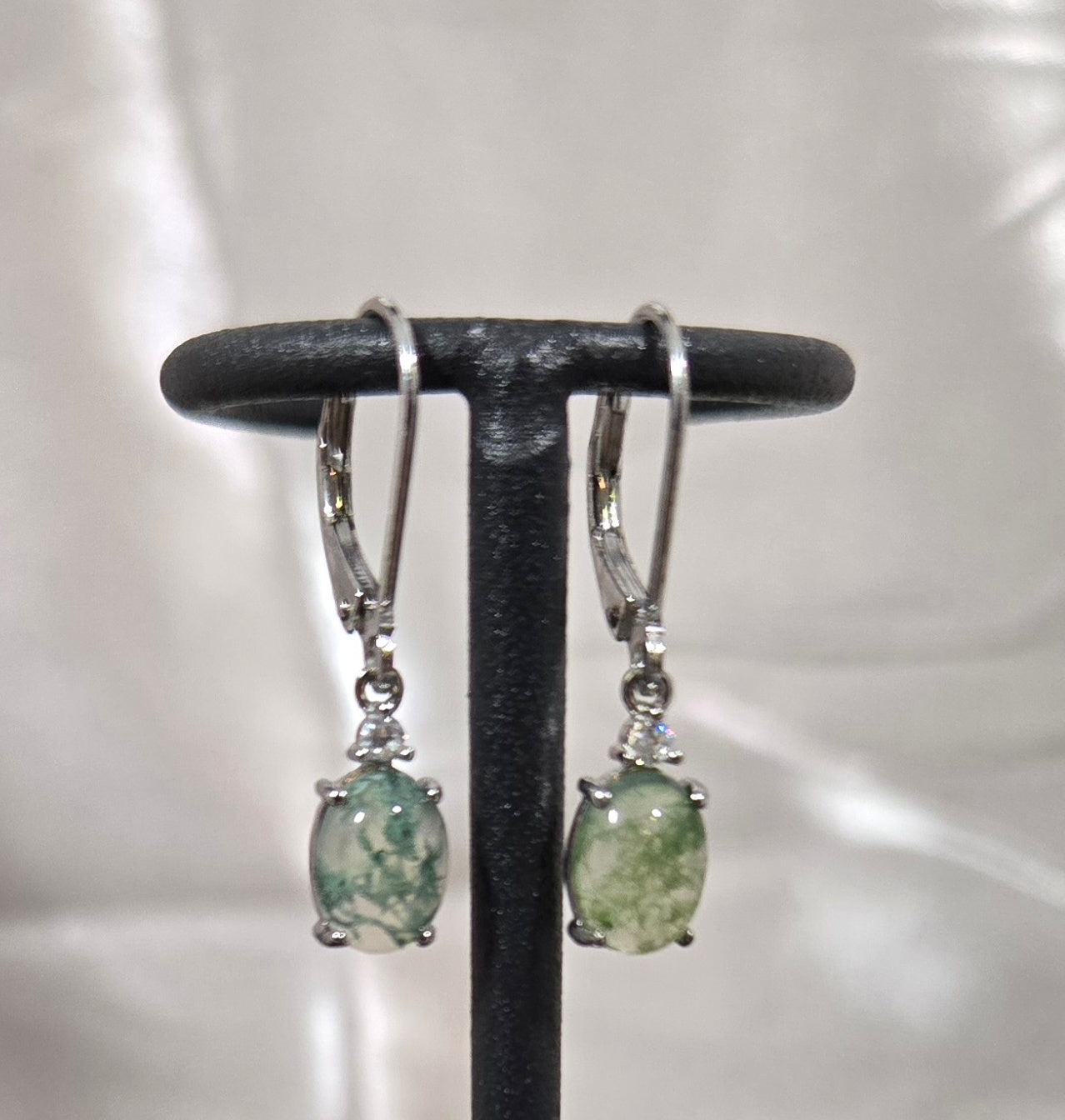 MOSS AGATE 925 STERLING EARRINGS