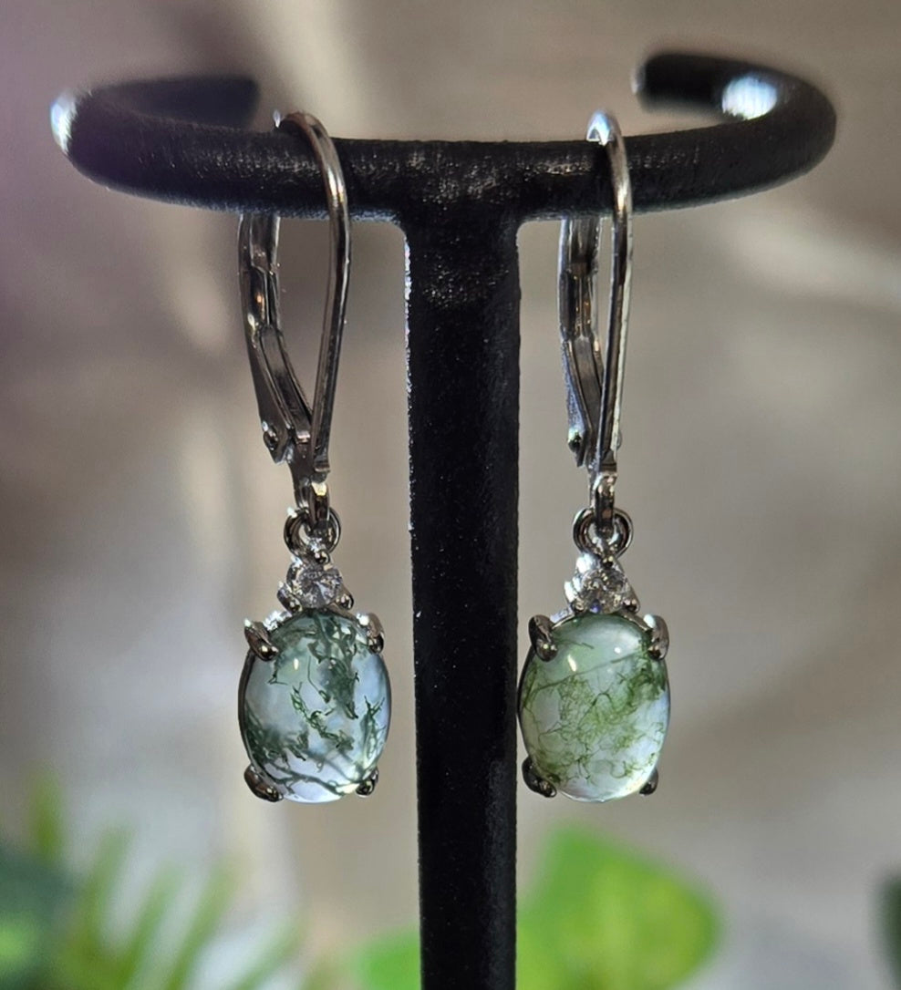 MOSS AGATE 925 STERLING EARRINGS
