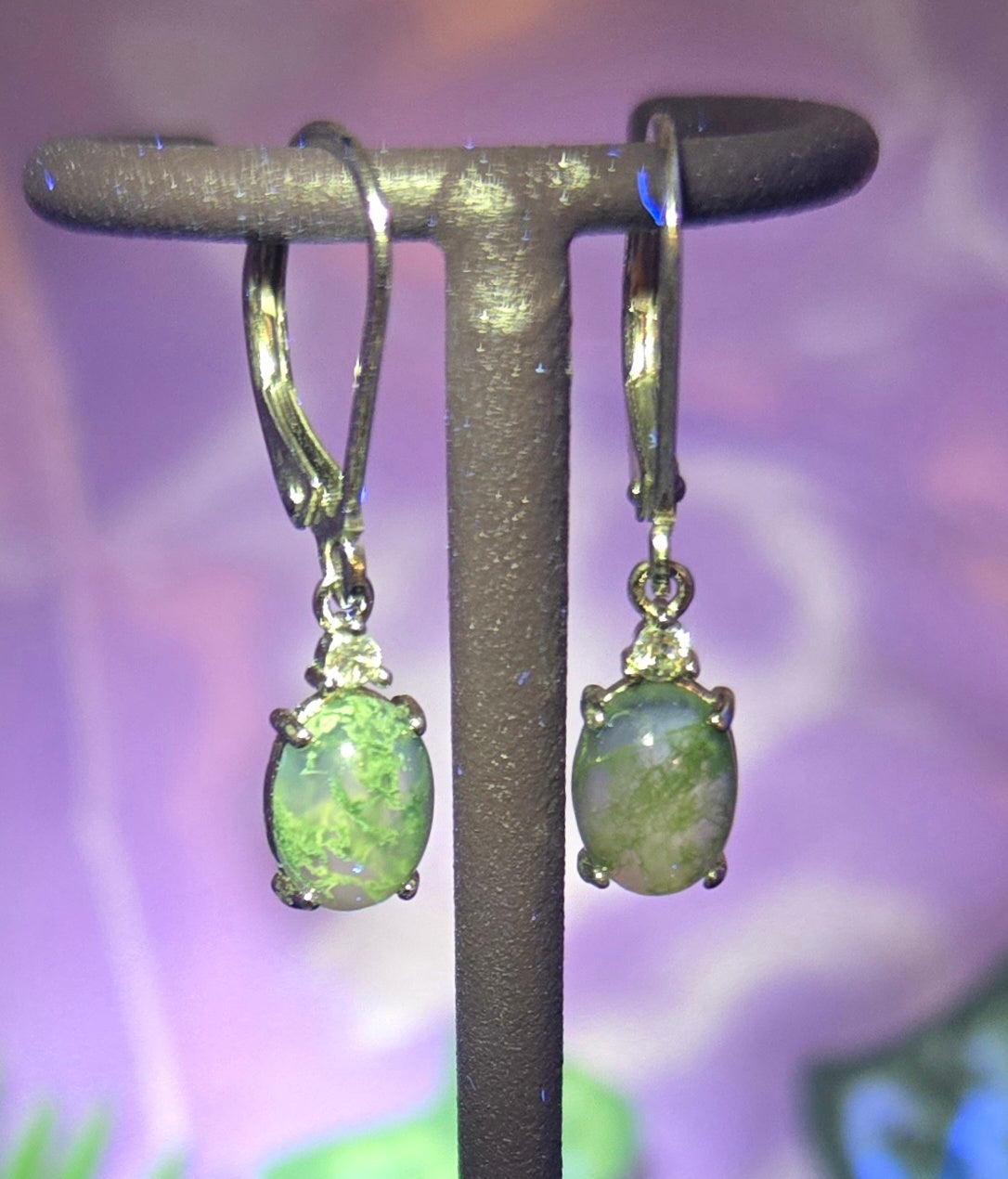 MOSS AGATE 925 STERLING EARRINGS