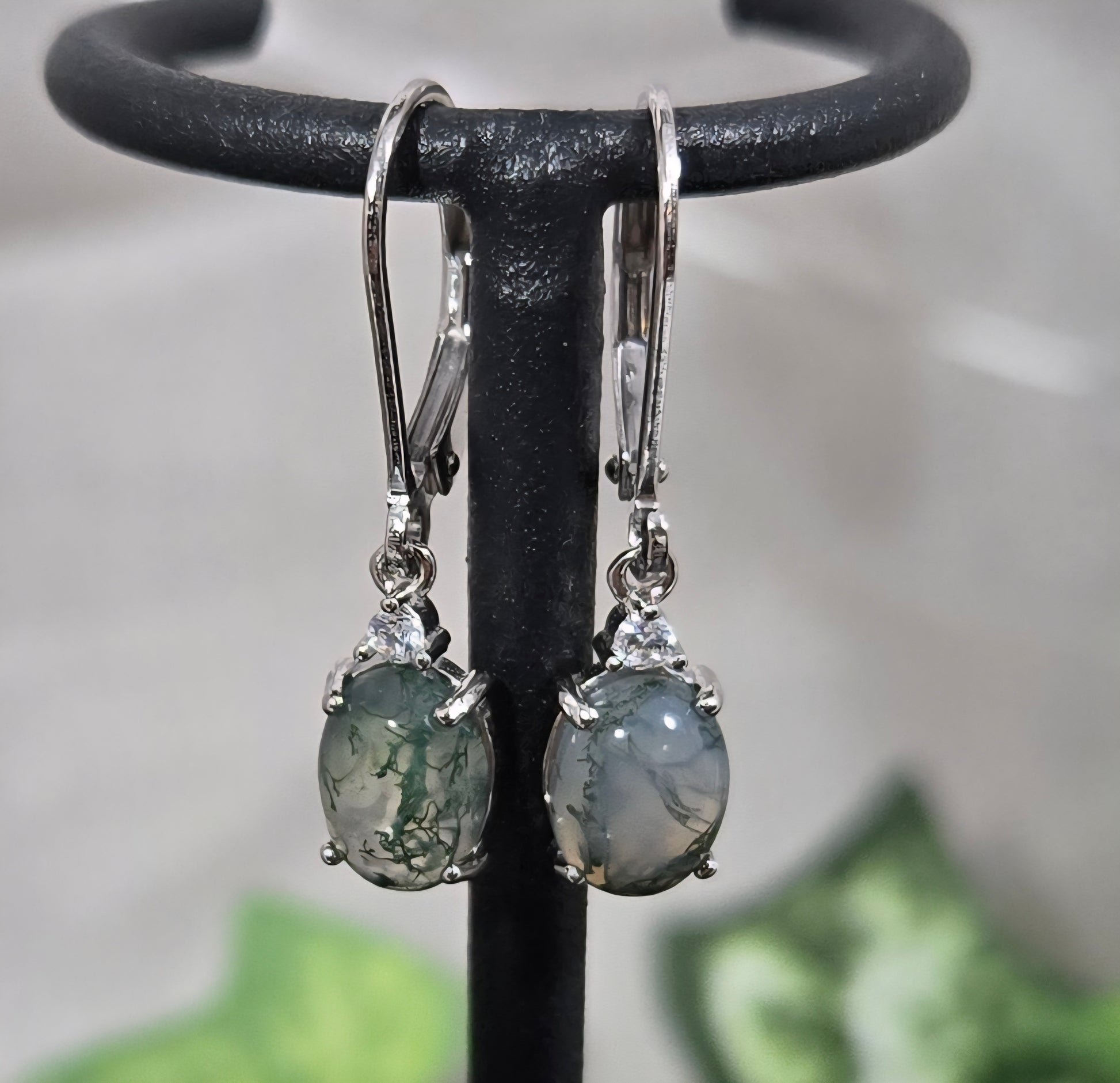 MOSS AGATE 925 STERLING EARRINGS