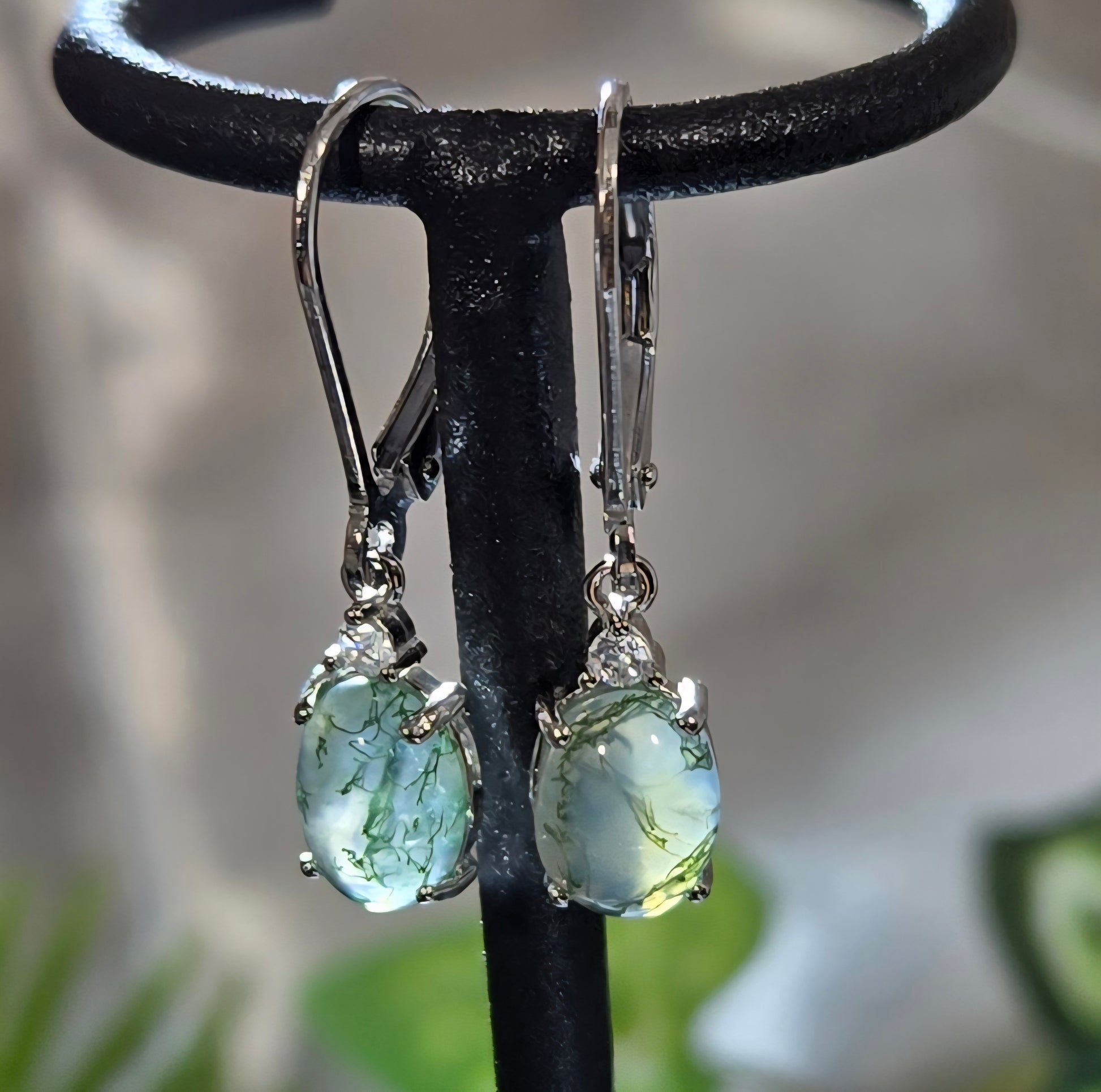 MOSS AGATE 925 STERLING EARRINGS