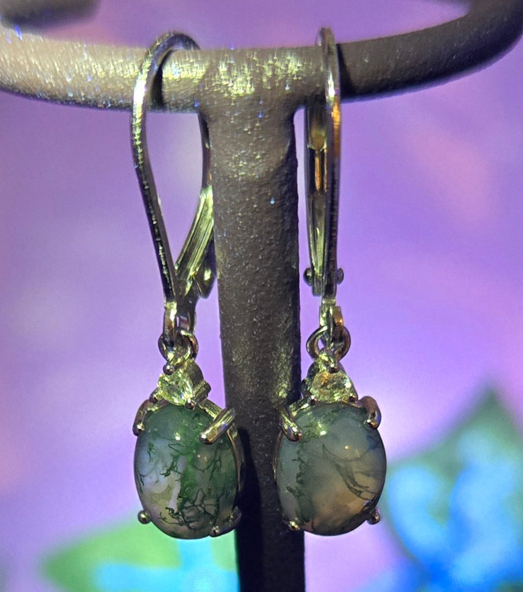 MOSS AGATE 925 STERLING EARRINGS