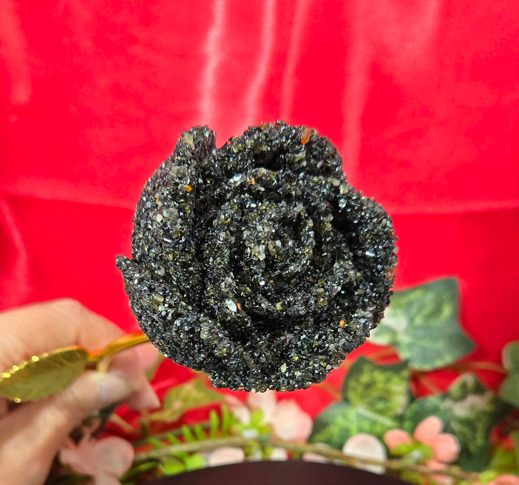 BLACK CHIP FLUORITE FLOWER