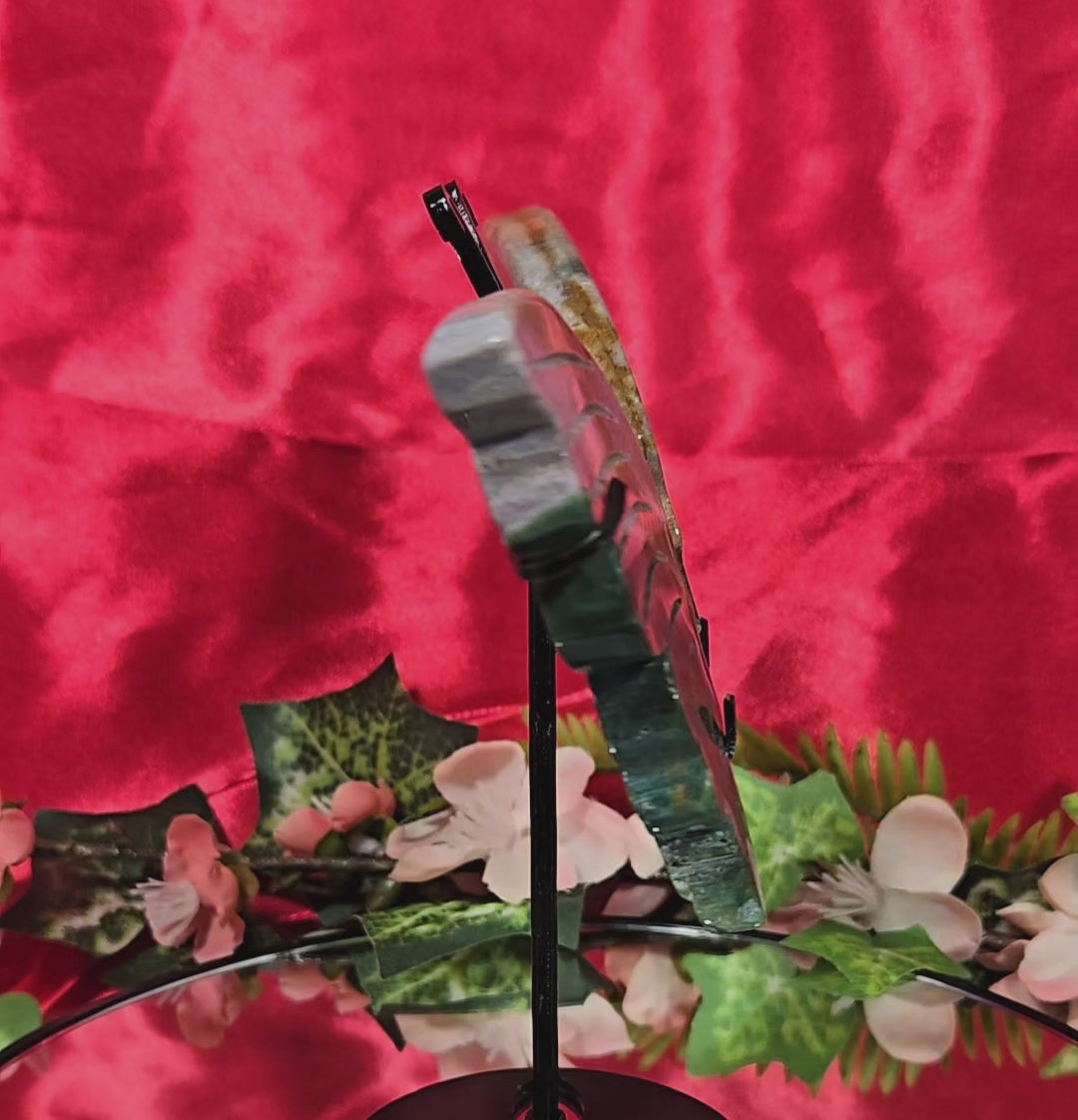 OCEAN JASPER BUTTERFLY WITH STAND